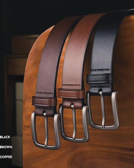 Buffway Men's Leather Belt,1.5" Handmade Top-Grain Leather–Durable,Comfortable,Suitable for Everyday Formal & Casual Wear