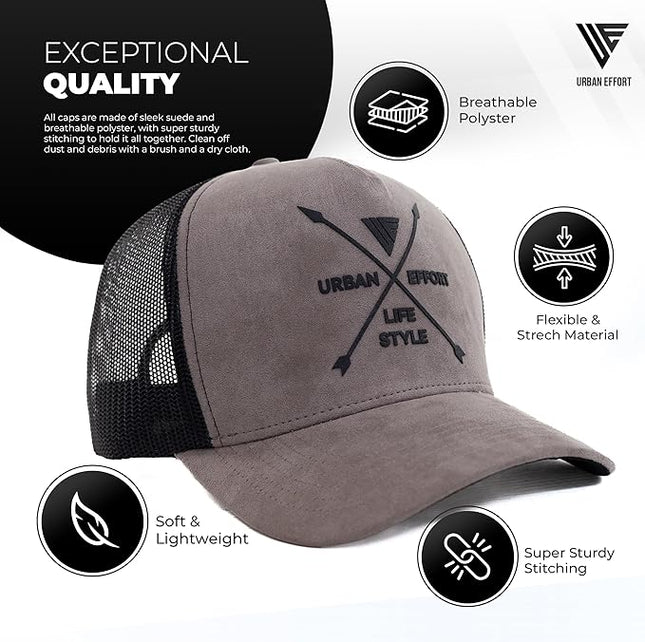 Urban Effort Mesh Back Cap - for Men and Women Baseball Hat 5-Panel Trucker Hat - Great Snapback Closure for Hunting & Hiking