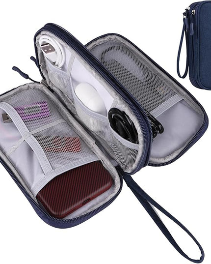 JIAKAI Travel Cable Organizer Electronics Accessories Bag for Charger, Phone, memory card,Travel Gadget Bag-Blue