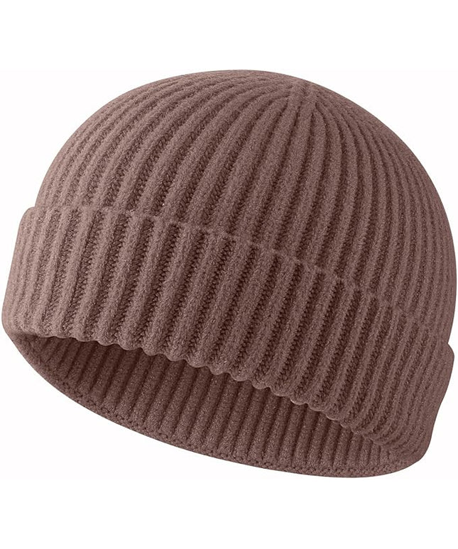 ROYBENS Swag Wool Knit Cuff Short Fisherman Beanie for Men Women, Winter Warm Hats