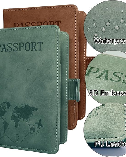Passport Holder for Travel Essentials, 2 Pack Rfid Passport Cover for Women Men