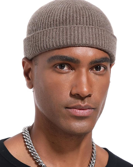 vidsel Thin Wool Fisherman Beanie Hat for Men Women Fall Winter,Short Knit Cuffed Fashion Trawler Skull Cap,Watch Cap