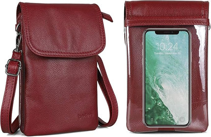 befen Genuine Leather Small Crossbody Bags for Women Cell Phone Bag Cross Body Purses,Silver Zipper