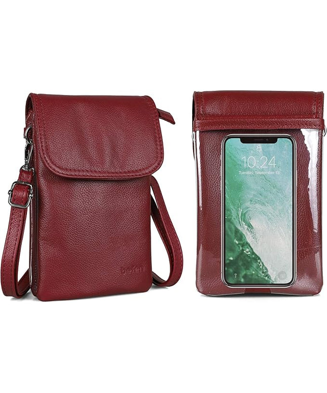 befen Genuine Leather Small Crossbody Bags for Women Cell Phone Bag Cross Body Purses,Silver Zipper