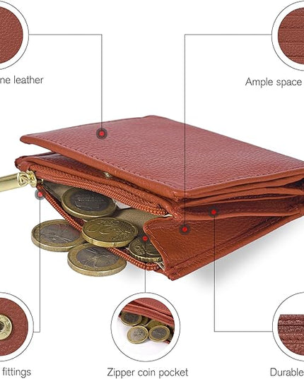Oak Leathers Wallet For Women Full Grain Leather - Small RFID Coin Purse Credit Card & ID Holder for Ladies,Bifold Wallets for Teenager | Small, RFID, Coin Purse, for Ladies, for Teenager