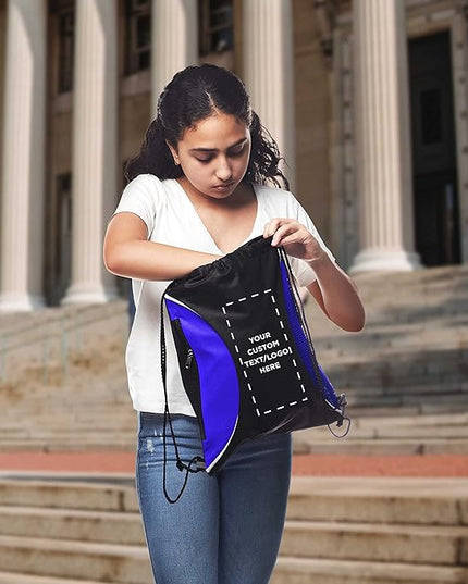 DISCOUNT PROMOS Custom Non-Woven Drawstring Backpacks Set of 10/50/100, Personalized Bulk Pack