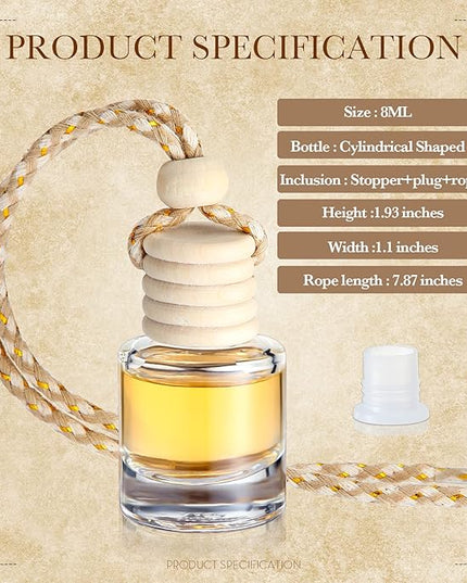 BBTO 50 Pcs Hanging Car Air Freshener Car Diffuser Bottles Empty Glass Perfume Bottle Freshener Diffuser Bottle Pendant for Essential Oil Fragrance Aromatherapy Bottle Ornament (Cylinder)