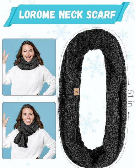 Winter Beanie Hat Scarf Gloves, Warm Fleece Knit Hats Touch Screen Gloves Neck Scarf Set Winter Gifts for Unisex Adult