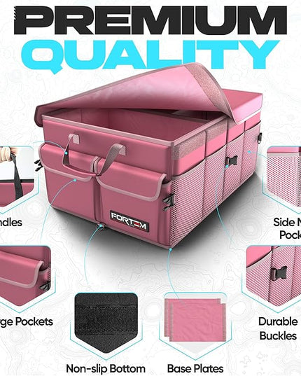 FORTEM Trunk Organizer For SUV Car Trunk Organizer, Foldable Storage, Car Accessories for Women Men, Collapsible Bag, Perfect Christmas Gifts, 600D Oxford, Non Slip Bottom, Straps, Soft Cover (50L)