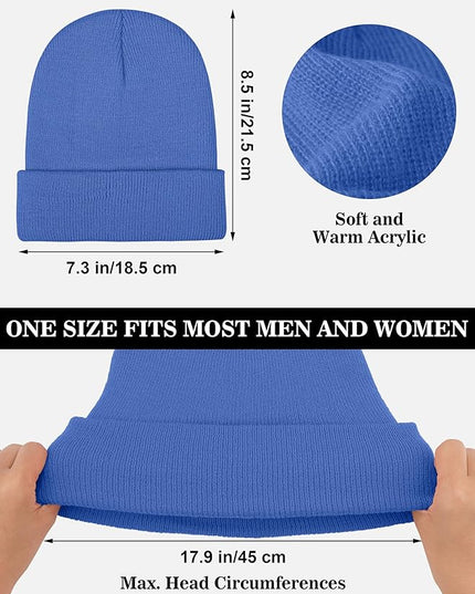 Cooraby 12 Pack Knitted Winter Beanie Cold Weather Acrylic Warm Skull Cap Cuff Watch Hat for Men or Women Homeless Donation
