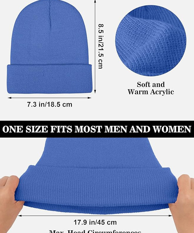 Cooraby 12 Pack Knitted Winter Beanie Cold Weather Acrylic Warm Skull Cap Cuff Watch Hat for Men or Women Homeless Donation