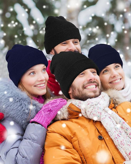 Jecery 50 Pack Winter Beanies Hats Bulk for Homeless Unisex Cold Weather Stretch Caps Warm Knitted Cuffed Hats for Women Men