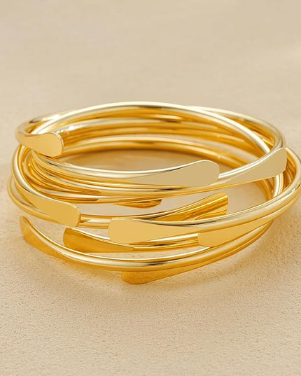 ÌF ME Gold Bangle Bracelets for Women, Indian Bangles Stackable Set, Multi Layer Textured 14K Gold Plated Chunky Bracelets Boho Jewelrys Set
