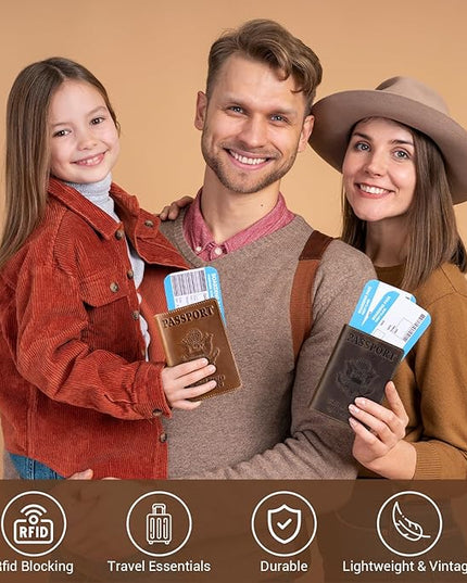 BIAOTIE Premium Leather Passport Holder Covers, Rfid Travel Wallet Passport Document Holder, Travel Essentials Wallet Cover Case for Men and Women (Coffee)