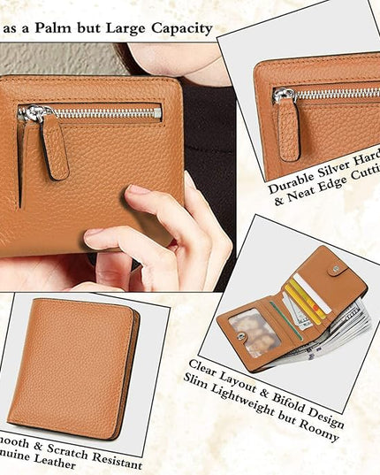 AINIMOER Small Leather Wallet for Women, Ladies Credit Card Holder RFID Blocking Women's Mini Bifold Pocket Purse