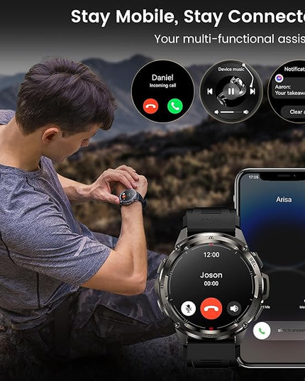 AMAZTIM GPS Smart Watch for Men, 6 Satellite Positioning, Compass, Stainless Steel Body, 50M Waterproof, 470mAh Extra-Large Battery, Answer/Make Call, 1.43" AMOLED Screen, Compatible for Android iOS