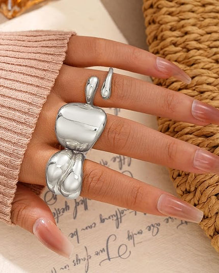 ÌF ME 10 PCS Gold Rings Set for Women Non Tarnish, 18K Gold Plated Chunky Stackable Rings, Statement Stacking Womens Ring Pack