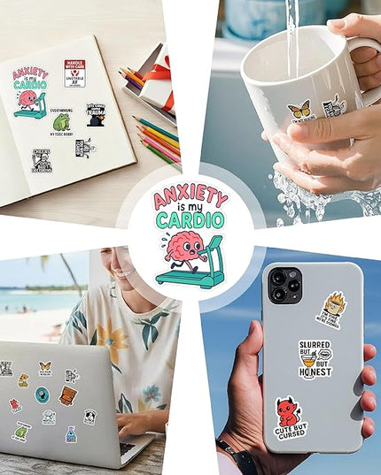 100 Pcs Adult Dark Humor Stickers Pack Funny Offensive Waterproof Vinyl Decals for Car Laptop Water Bottle Scrapbook Wall Sarcastic Meme Sticker Gift for Adults Men Women Birthday