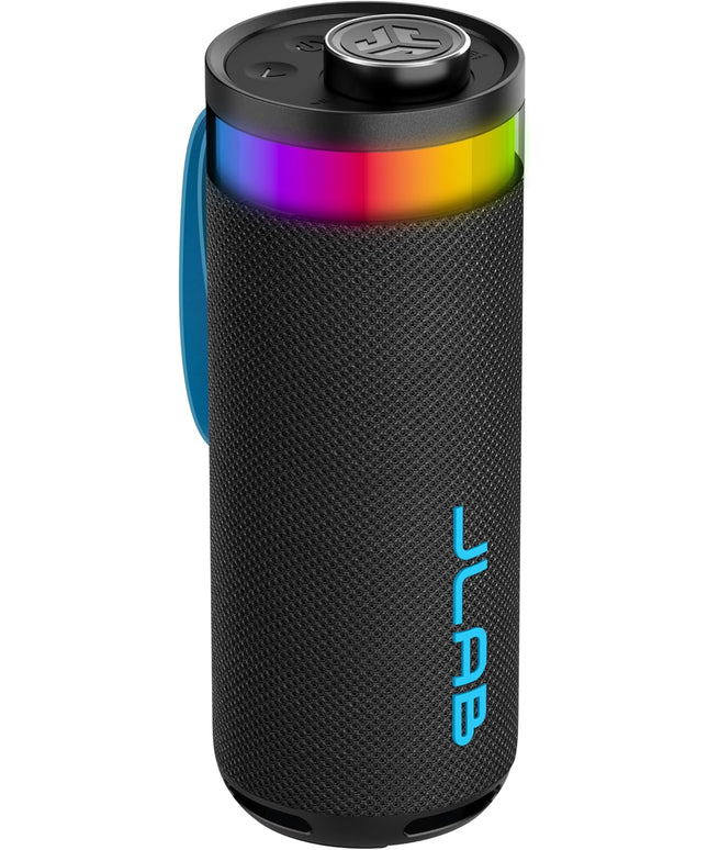 JLab Go Party Portable Bluetooth Speaker, Midnight Black, 10 Watts of Power, 16+ Hours of Playtime, IP56 Waterproofing, Customizable RGB LED Lighting, Lab Sync Up to 100 Speakers, Custom Sound in-App