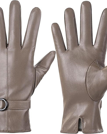 Dsane Womens Winter Leather Gloves Touchscreen Texting Warm Driving Lambskin Gloves for Christmas Gifts