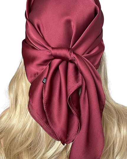 CHUNG Women's Square Satin Scarf 27.5" Bandanas Solid 50s Retro Neck Scarves Emulation Silk Handbag Hair Ribbons Necktie