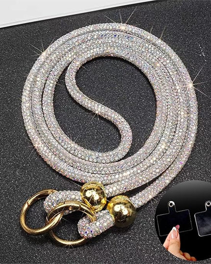 Crystal Phone Lanyard for Women Sparkling Crossbody Phone Strap with Full Rhinestone Bling Anti-Theft Phone Strap