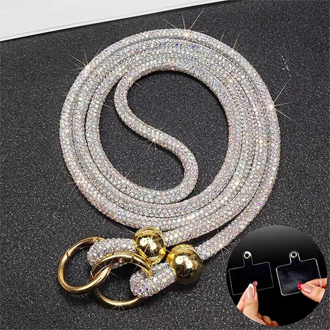 Crystal Phone Lanyard for Women Sparkling Crossbody Phone Strap with Full Rhinestone Bling Anti-Theft Phone Strap