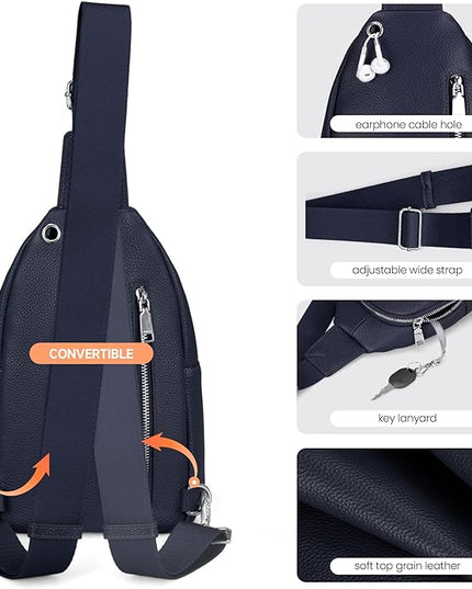 befen Anti Theft Genuine Leather Sling Bag for Women RFID Small Crossbody Bag Chest Bag Leather Fanny Packs for Travel