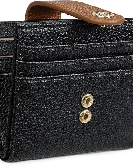 BOSTANTEN Slim Wallet for Women Small RFID Blocking Credit Card Holder Leather Bifold Wallets with Zipper Coin Pocket Black Brown