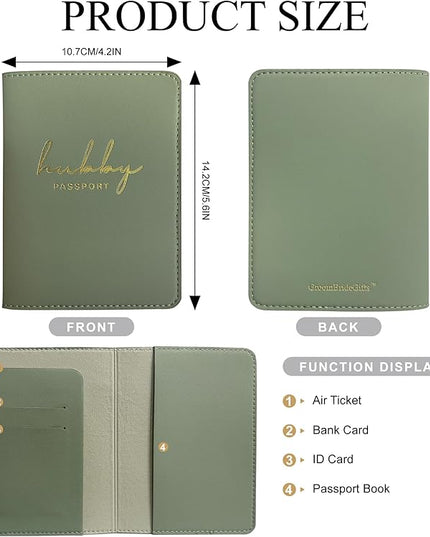 Mr&Mrs Gifts Matching Passport Covers for Mr and Mrs, Husband and Wife Gifts Passport Holders, Engagement Gifts for Couples, Honeymoon Travel Essentials Gift for Newlyweds(HW Sage Green)