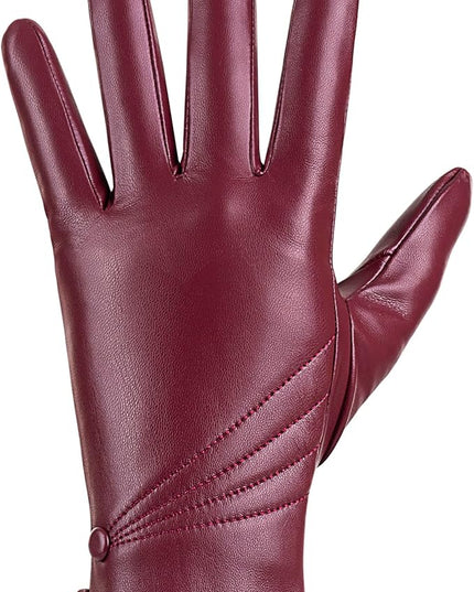 Winter Leather Gloves for Women, Warm Touchscreen Driving Texting Cashmere Lined Gloves…