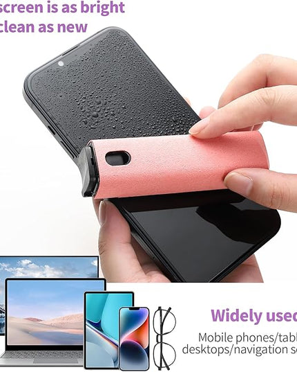 Touchscreen Screen Cleaner Kit 2 Pcs, Phone, Tablet and Car Screen Cleaner, Two in One Spray and Microfiber Cloth(2 Pack Pink)