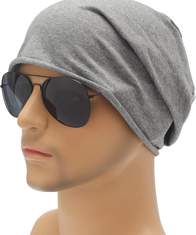 ZLYC Cotton Thin Slouchy Beanie Hat for Men Women Fashion Soft Stretch Knit Skull Cap