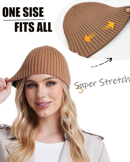 choshion Wool Knit Fisherman Beanie Hat for Men Women,Cuffless Warm Short Cuff Beanies Toboggan Ski Hats Winter Skull Cap
