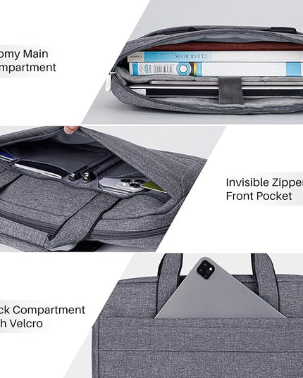 15.6 16 Inch Laptop Shoulder Bag for Men Women,Waterproof Computer Carrying Case Messenger Bag with Strap,Laptop Briefcase for 14-15-16 Inch MacBook/Chromebook/Notebook Hp Dell Acer Asus,Grey