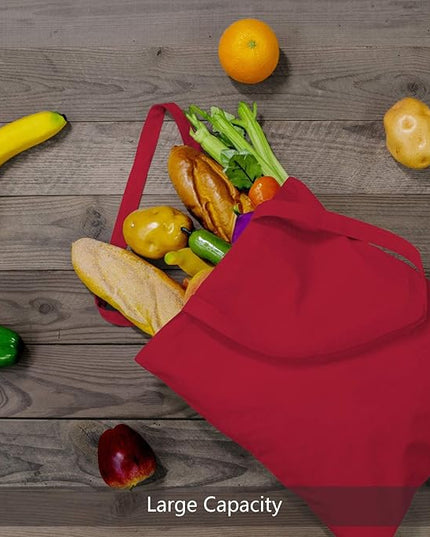 TOPDesign 24-Pack Economical 16"x15" Red Cotton Tote Bag, Lightweight Medium Reusable Grocery Shopping Cloth Bags, Suitable for DIY, Advertising, Promotion, Gift, Activity