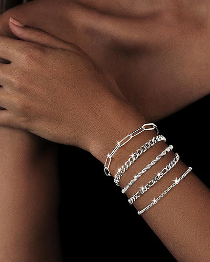 Gold Bracelets Set for Women Stack, Dainty Thick Bracelets Stack for Women Trendy, Simple Thin Gold Plated Cuff Stackable Bracelets With Beaded Cuban Paperclip Snake Rope Bangle Hand Chain Jewelry Gifts for Women Non Tainish