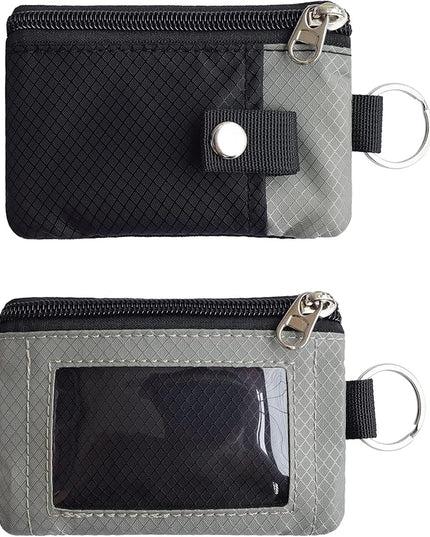 Minimalist RFID Blocking Small Wallet with ID Window,WaterResistant Zip Id Case Wallet with Lanyard Keychain for Cards,Cash,Travel,Women,Men