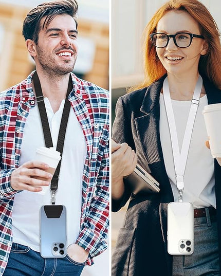 SHANSHUI Phone Lanyard, Crossbody Cell Phone Tether Pads Compatible with iPhone & All Smartphones in Full Cover Cases Black White