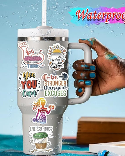 200PCS Holographic Quote Stickers, Motivational and Inspirational Vinyl Stickers with Positive Affirmations for Teens Adults Teachers, Waterproof Glitter Stickers for Water Bottles Laptop Scrapbook