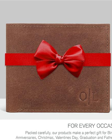 Oak Leathers Slim Leather Wallet for Men - RFID Wallets Credit Card Holder Ultra Thin Gift for Mens, Front Pocket Minimalist Design