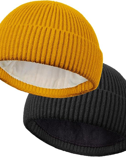 ROYBENS Wool Fisherman Beanie for Men Women, Knit Cuffed Fleece Lined Beanies Winter Warm Hat Skull Cap Unisex