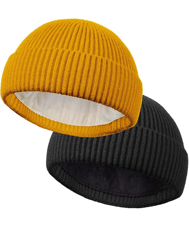 ROYBENS Wool Fisherman Beanie for Men Women, Knit Cuffed Fleece Lined Beanies Winter Warm Hat Skull Cap Unisex