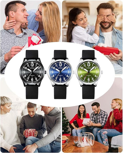 CIVO Analog Wrist Watches for Men: Waterproof Stainless Steel Mens Watches - Silver Watch with Easy Read Dial Men's Watch for Gift