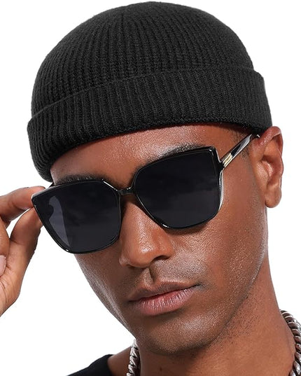 vidsel Thin Wool Fisherman Beanie Hat for Men Women Fall Winter,Short Knit Cuffed Fashion Trawler Skull Cap,Watch Cap