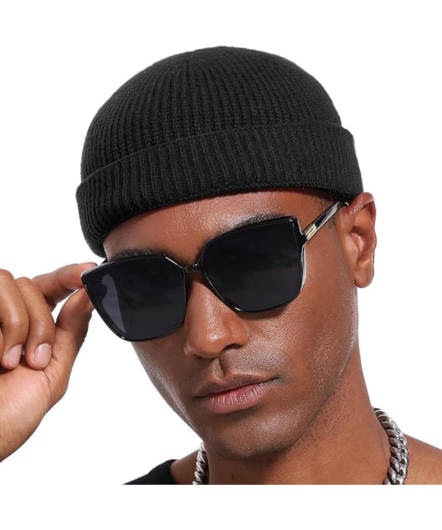 vidsel Thin Wool Fisherman Beanie Hat for Men Women Fall Winter,Short Knit Cuffed Fashion Trawler Skull Cap,Watch Cap