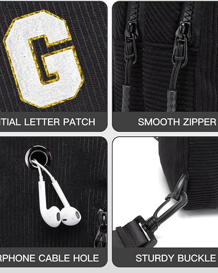 Viverte Small Corduroy Sling Bag Initial Crossbody Bag Fanny Pack for Girls Personalized Birthday Gifts for Teen Girls Gifts