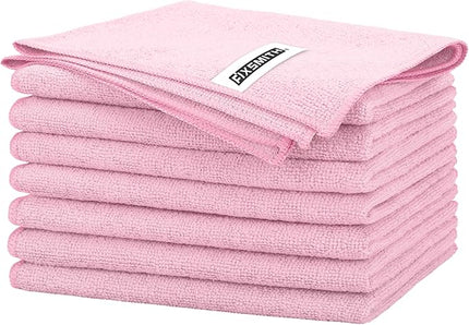FIXSMITH Pink Microfiber Cleaning Cloth -Pack of 8, Highly Absorbent Cleaning Rags, 16"X12" All Purpose Cleaning Towels for Housekeeping, Kitchen, Car, Lint Free and Reusable Microfiber Towels