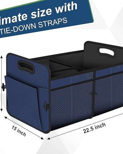 Femuar Car Trunk Organizer,Car Storage Organizer with 72L Large Capacity Waterproof Collapsible and 11 Pockets,Trunk Organizer for Car Suv/Jeep/Sedan, Large Size,Blue