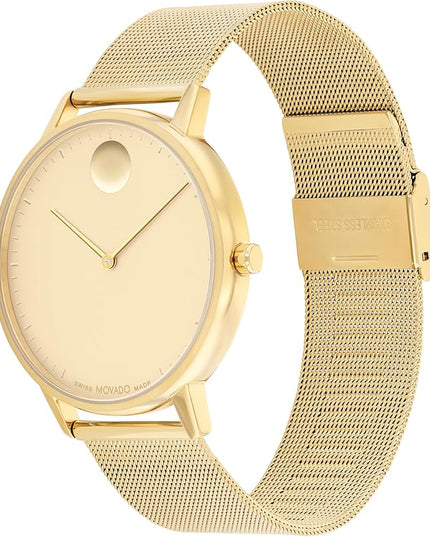 Movado Face Men's Luxury Quartz Watch - Swiss Movement - Water Resistance 30 Meters (3ATM) - Elegant Timepiece - Gift for Him - 41mm